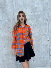 Load image into Gallery viewer, Orange  plaid cotton shirt