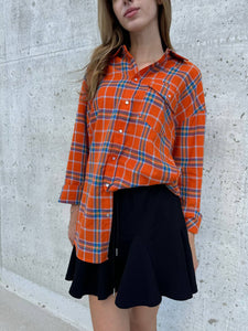 Orange  plaid cotton shirt