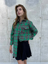 Load image into Gallery viewer, Green  plaid cotton shirt