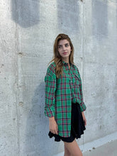 Load image into Gallery viewer, Green  plaid cotton shirt