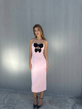 Load image into Gallery viewer, Bow embellished pink midi dress