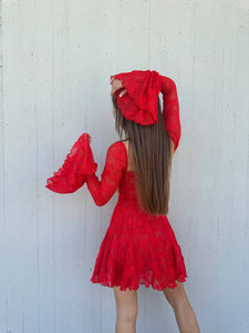 Red lace mini dress