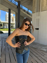 Load image into Gallery viewer, Black strapless leather top