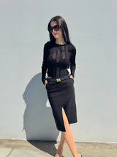 Load image into Gallery viewer, Black belted pencil skirt