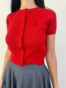 Red cropped knitted top