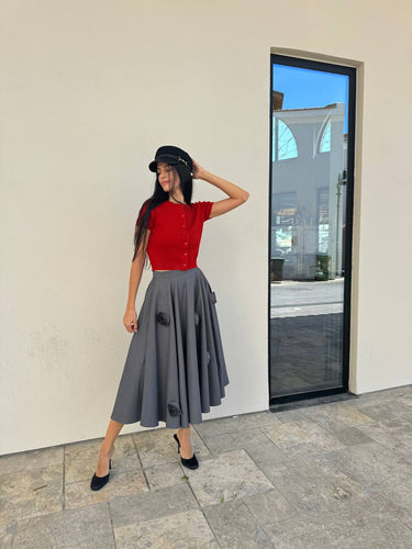 Red cropped knitted top