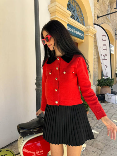 Black mini pleated skirt